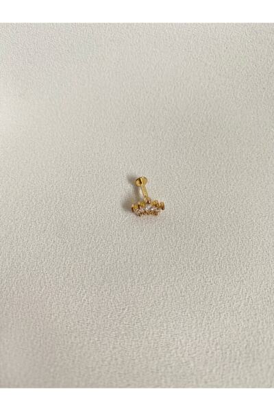 Okkostore Kadın Baget Taşlı Gold Renkli Kıkırdak Tragus Piercing