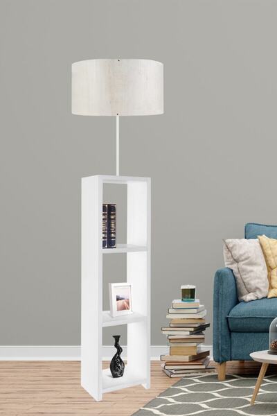 HOMİNG Dekoratif Raflı Ahşap Lambader Ayd-1732