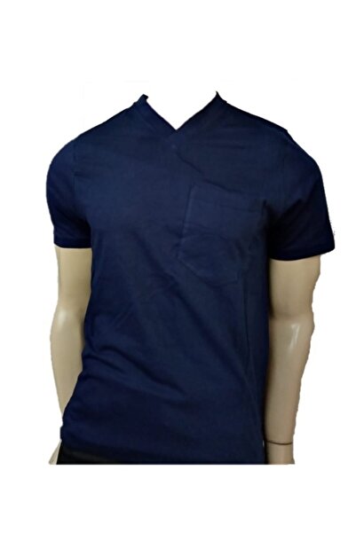 Aka Erkek Lacivert V Y Slimfit Kısa Kol Penye T-shirt 2xl Beden
