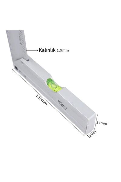 Genel Markalar First Su Terazili Alüminyum Marangoz Gönyesi L Cetvel 35 cm