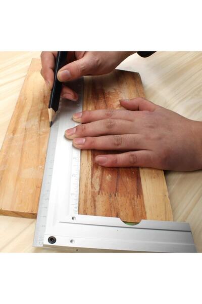 Genel Markalar First Su Terazili Alüminyum Marangoz Gönyesi L Cetvel 35 cm