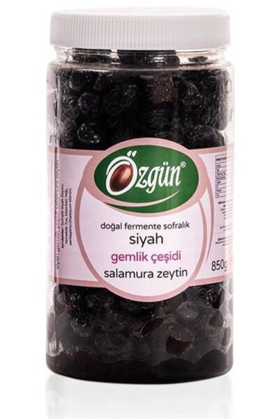 ÖZGÜN ZEYTİN & ZEYTİNYAĞI Doğal Fermante Salamura Siyah Zeytin Pet Kavanoz  Net 850 g