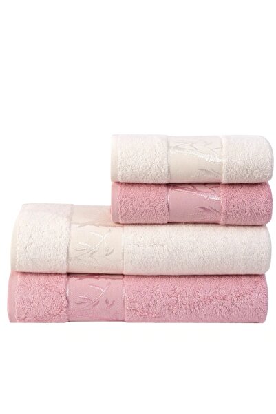 Romans Bamboo 4-Piece Bath Towel Set Dried Rose Cream
