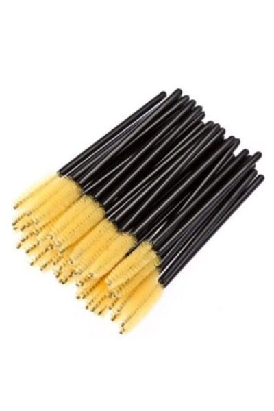 Master Lashes Ipek Kirpik Kalıcı Makyaj Lifting Kaş Kirpik Tarama Fırçası 50'li Sarı