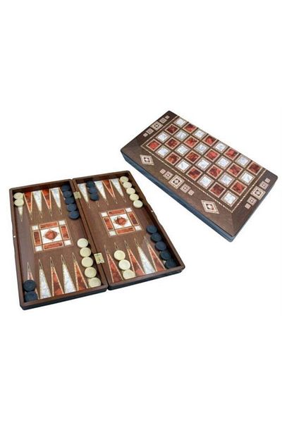 Star Oyun Polyester Walnut Backgammon - Star Backgammon Medium