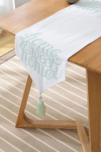 Realhomes Bulut Blue Home Sweet Home Decorativ Tufted Chenille Triunghi Runner