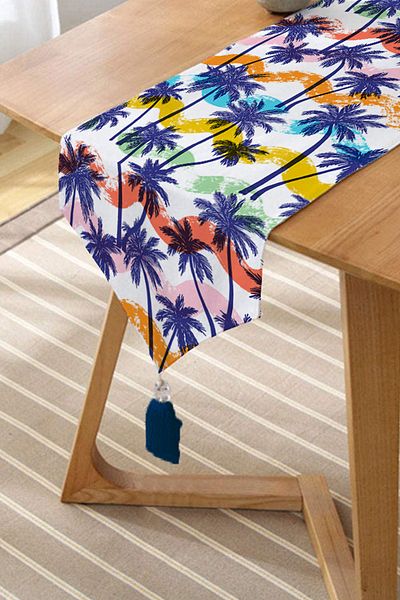 Realhomes Palme colorate Design special Decorativ Design special Chenille Triunghi Alerg cu ciucuri