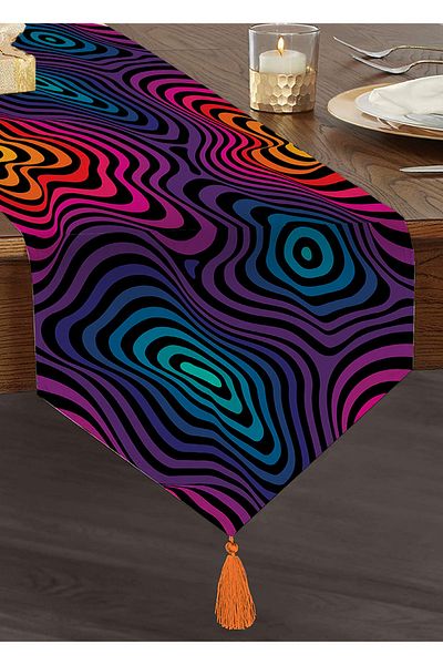 Realhomes Alergăre triunghiular din chenille modern imprimat digital - design special