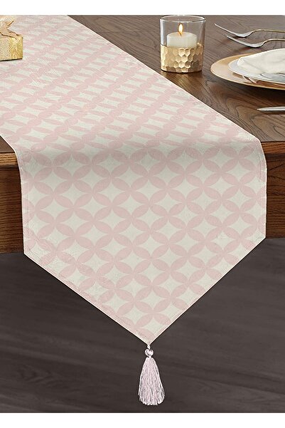 Realhomes Dijital Baskılı Dekoratif Özel Tasarım Püsküllü Şönil Üçgen Runner