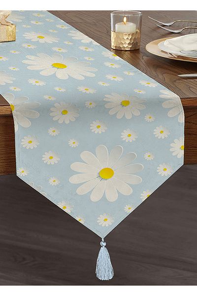 Realhomes Daisy Design Digital Printed Modern Tufted Chenille Triunghi Runner