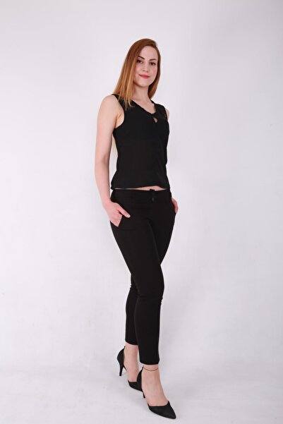 ÇİĞDEM COLLECTİON Kadın Siyah Bilek Boy Pantolon