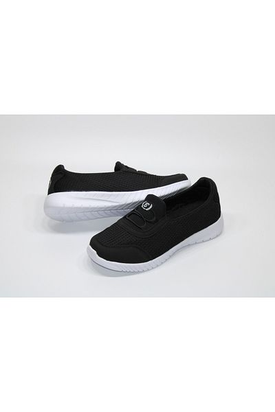 BlackSea Pantofi sport negri fără șireturi cu talpă plată cu față scurtă