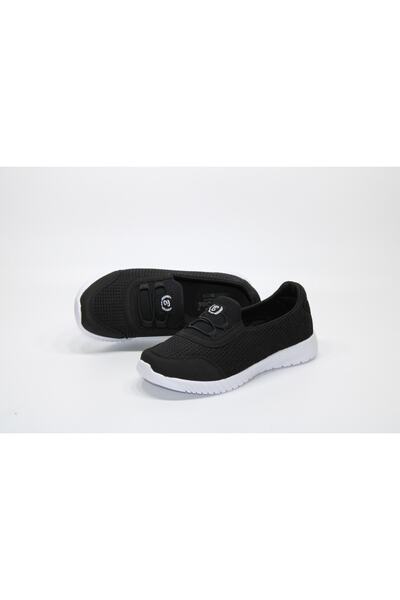 BlackSea Black Sea Kısa Yüzlü Düz Taban Bağsız Siyah Spor Ayakkabı