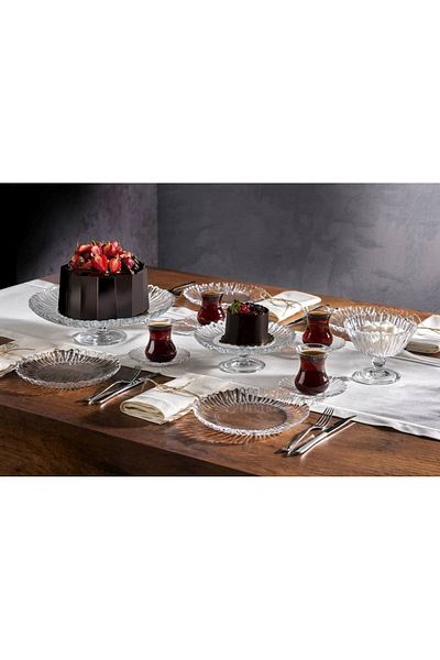 Paşabahçe Aurora Series - 20cm 6 Pieces Glass Cake Plate