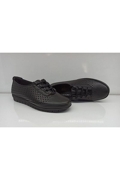 Muya Women's Black Anatomical Genuine Leather Shoes