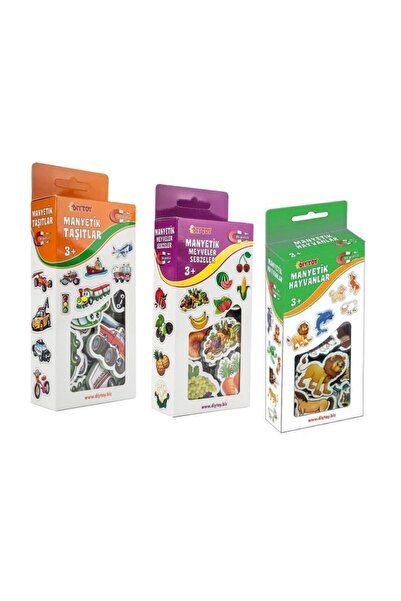Diytoy حيوانات مغناطيسية - فواكه وخضروات - مركبات 3 صناديق