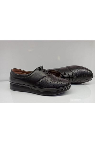 Muya Women's Black Genuine Leather Anatomical Soft Shoes