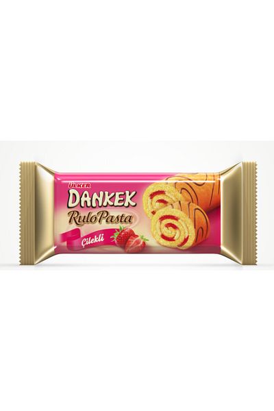 Ülker Dankek Roll - 8 Piece Cake with Strawberry Pattern, 235 g 8 Pieces