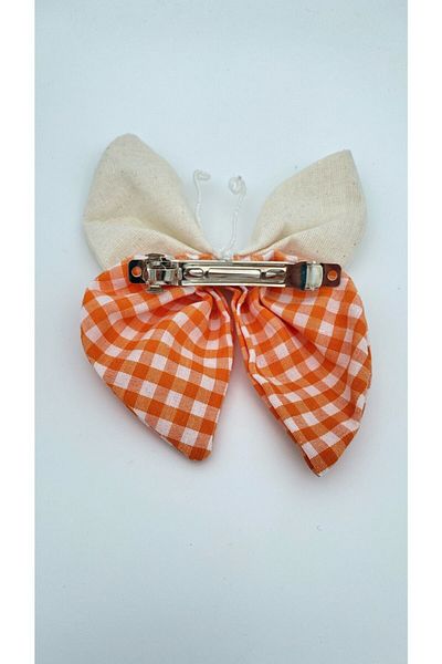 White Alamode Butterfly Series Orange Gingham Cream Color Buckle