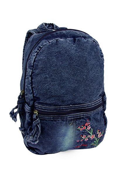 Alone Rucsac de damă din denim cu model de broderie florală
