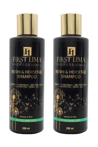 First Lima Professional 2 Pack Reishi & Horsetail Shampoo - Fast Growth, Anti-Spill, 2 Pieces 200 ml
