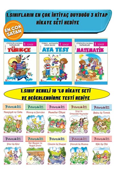 Ata Yayıncılık 1. Sınıf Etkinlik Çalışma Yaprakları Seti+rengarenk 10'lu Hika...