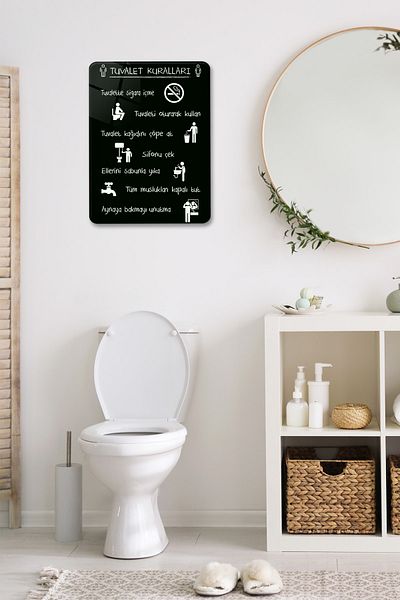 Decorita Κανόνες τουαλέτας |   Αξεσουάρ μπάνιου |   Μαύρο φόντο |   30 εκ. Χ 40 εκ