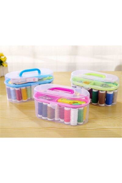 epazzar 24 Parça Özel Kutulu Mini Dikiş Takımı Iğne Iplik Kanca Düğme Seti