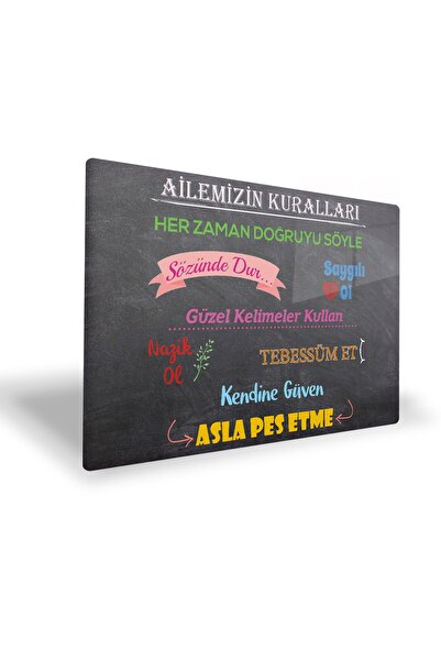 Decorita Aile Kuralları | Dekoratif Aksesuar | Kara Tahta Fon | 40cm X 60cm