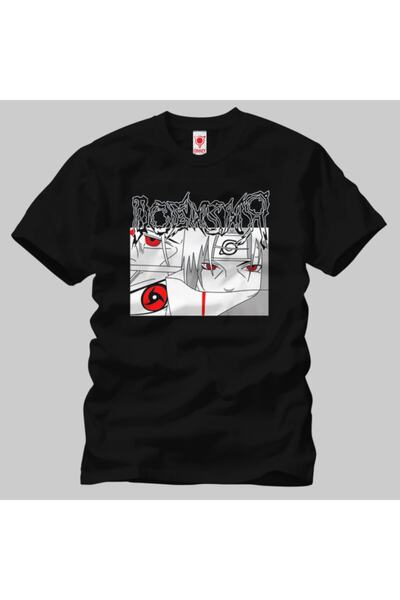 Built By Crazy Itachi Uchiha Graffiti Logo Unisex Crna Majica
