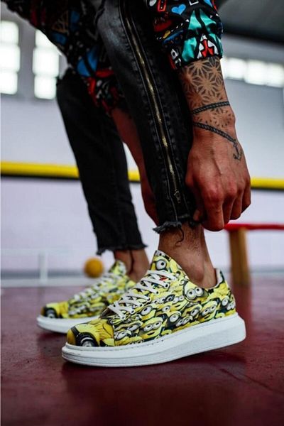 İmerShoes Мъжки спортни обувки с дигитален печат, висока подметка 4 см