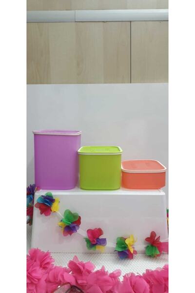 Tupperware Su Set Renkli Mutfak Saklama Kabı 3 Lü