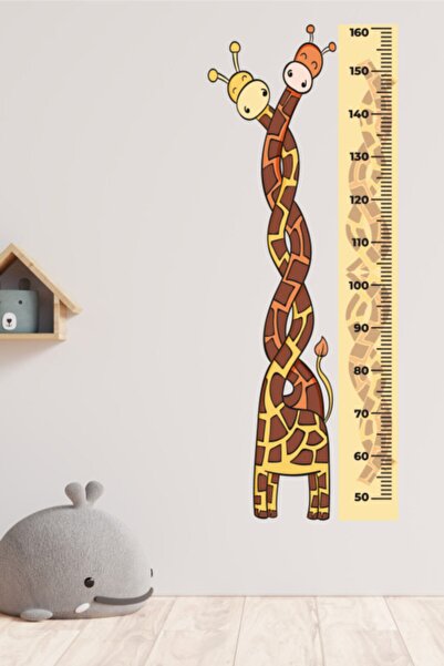 AMORİS Zürafa Figürlü Boy Ölçme  Ölçüm Cetveli Duvar Sticker