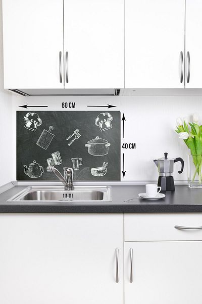 Decorita واقي خلفي للصنبور الزجاجي ذو مظهر السبورة 40 سم × 60 سم