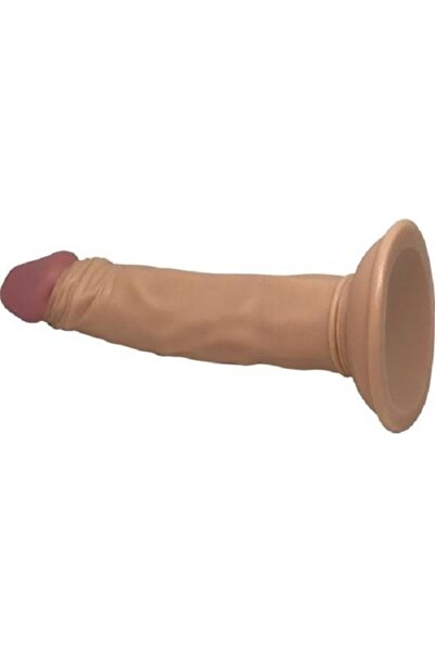 Erolife Hafif Damarlı Düz 20 Cm Realistik Dildo Masaj Yağı Hediyeli