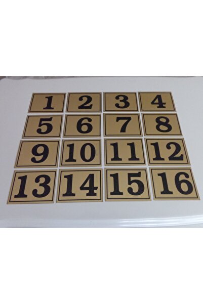 GENDEC 6x8 Cm Yapışkanlı No 1'den 16'ya Raf, Posta Kutusu, Dolap, Ayakkabılık, Kapı Numarası