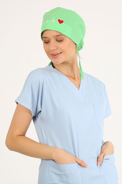 Owlet Medikal Neon Green Surgical Bonnet with Rhythm Embroidery