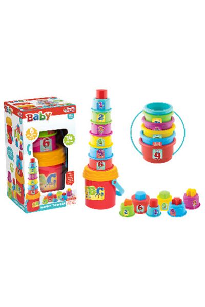 Dede Oyuncak Educational Cheerful Towers with Bucket