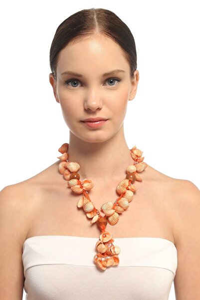 Rouge قلادة نسائية باللون البرتقالي على شكل صدفة البحر