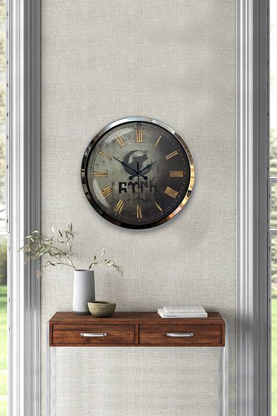 Kasva Concept Cadou Decorativ 40 Cm Crom Metal Lup Turcesc Ceas de Perete