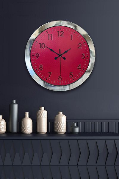 Kasva Concept Gift 36 cm Chrome Metal Pink Wall Clock