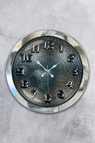 Platin Saat هدية ساعة حائط زجاجية معدنية كروم مقاس 36 سم