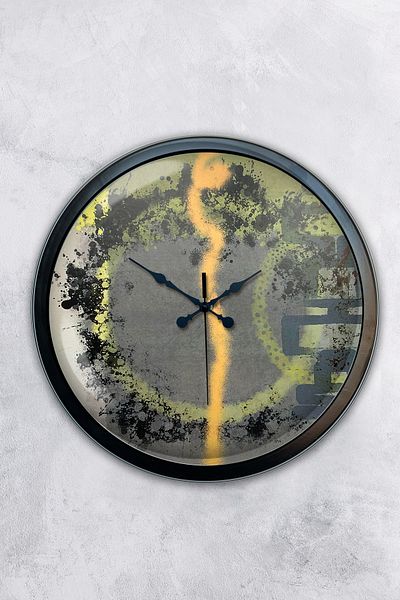Kasva Concept Ceas de perete linie modernă din metal negru de 40 cm