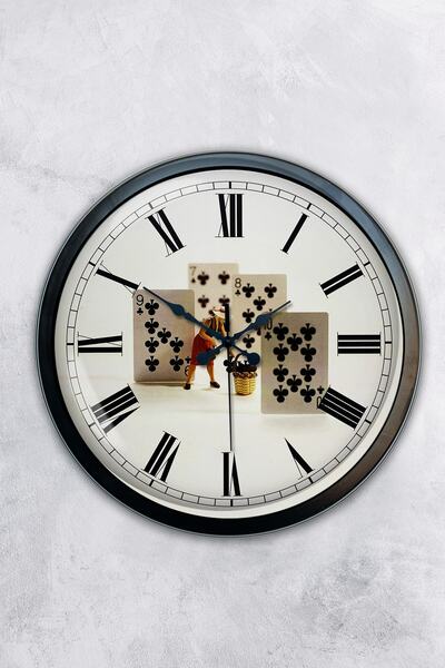 AİB STORE Δώρο 40 εκ. Μαύρο Μεταλλικό Ρολόι Τοίχου Παιγνιόχαρτο