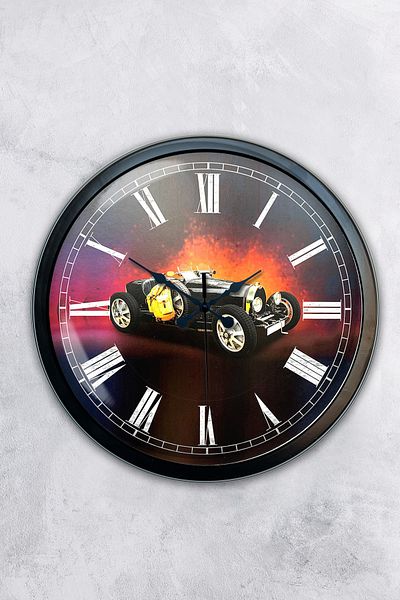 Kasva Concept Gift 40 cm Black Metal Car Wall Clock