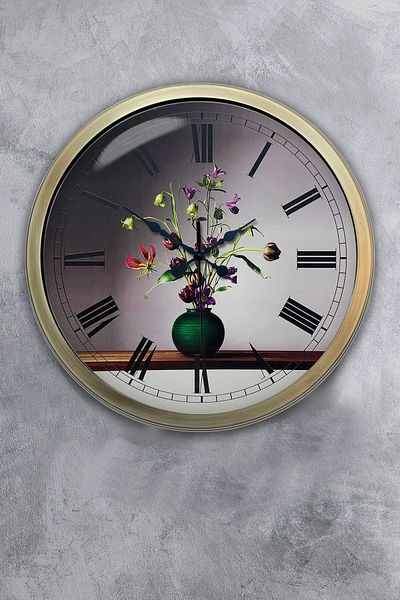 Kasva Concept Antique Metal Flower Wall Clock 40cm