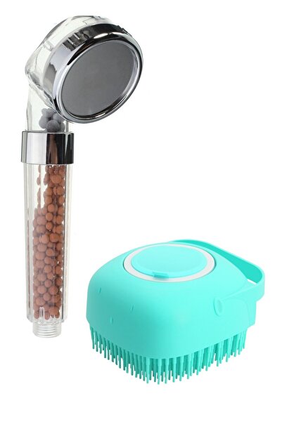 Buffer جل استحمام للاستحمام مع خزان تدليك من الألياف، رأس دش من الحجر الطبيعي موفر للمياه بنسبة 50%