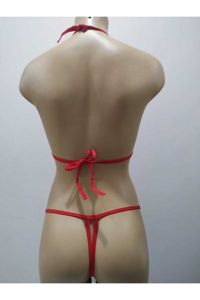 Secret Passion Lingerie Set de lenjerie roșie din dantelă cu talie elastică, sutien și chiloți tip string