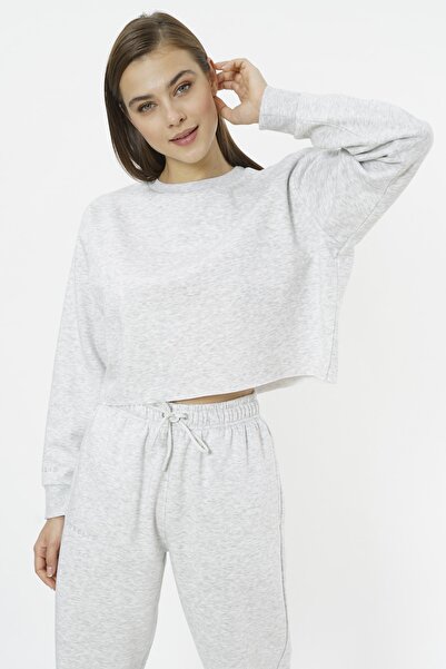 Eoselio Premium Quality Cropped Sweatshirt Org-04 Gri