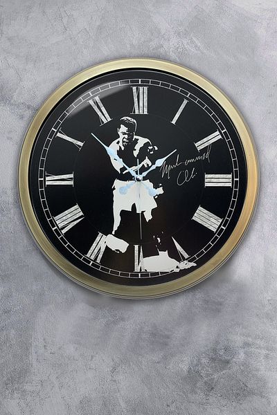 Kasva Concept 40 cm Tumbled Metal Muhammad Ali Wall Clock